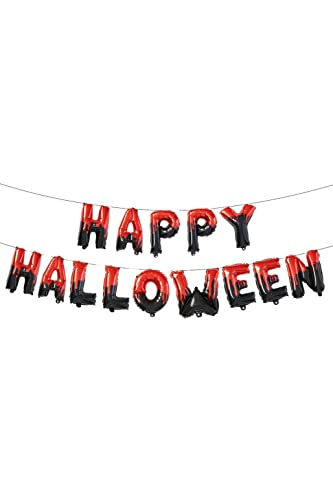 Smiffys 52953 Happy Halloween Foil Balloon Letter Garland, Unisex Adult, Red & Black, One Size