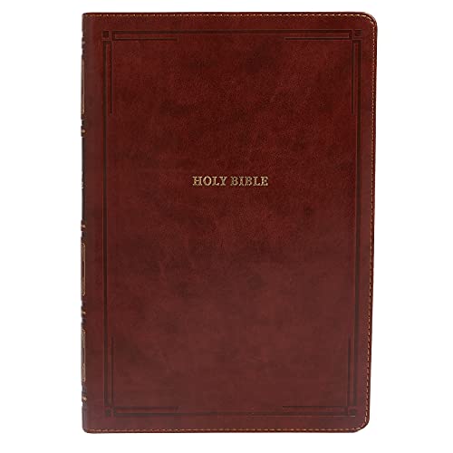 NKJV, Thinline Reference Bible, Large Print, Leathersoft, Brown, Red Letter, Comfort Print : Holy Bible, New King James Version