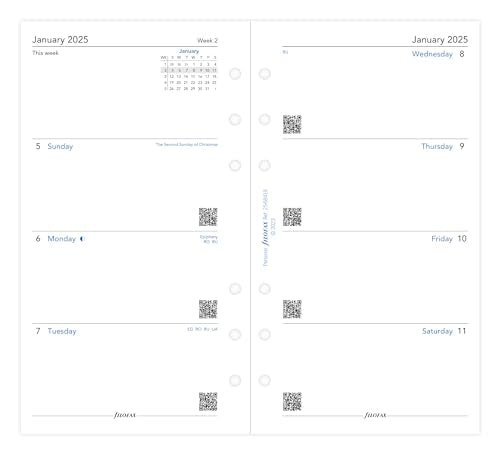 Filofax Personal Week On Two Pages English Sunday Start 2025 Diary