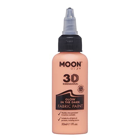 Moon Glow - Glow in the Dark 3D Fabric Paint - 30ml - Orange - Textile paint for clothes, t-shirts, bags, shoes & canvas