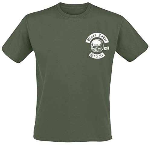 Black Label Society Skull LogoPocket Men T-Shirt Olive M, 100% Cotton, Regular