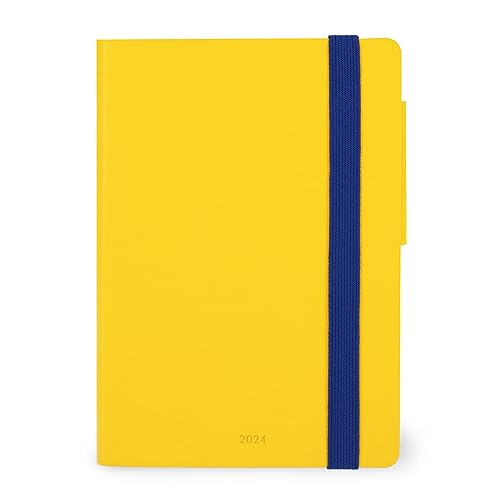 Legami - Small Weekly Planner, 12 Months, from January 2024 to December 2024, Elastic Closure, January 2025 Monthly Planner, Final Pocket, Address Book, 9.5 x 13.5 cm, Colour Yellow Freesia