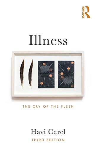 Book cover for "Illness" with feathers and dark, textured panels.