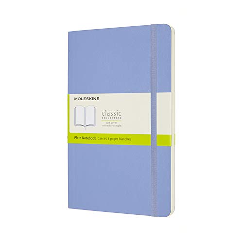 Moleskine - Classic Notebook, Plain Notebook, Soft Cover And Elastic Closure, Size Large 13 X 21 Cm, Colour Hydrangea Blue, 240 Pages