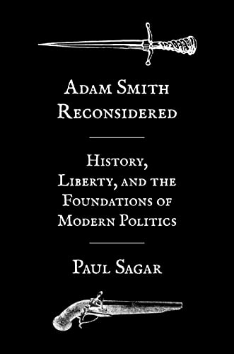 Book cover: "Adam Smith Reconsidered" with sword and pistol illustrations.