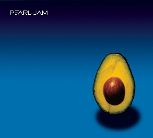 Pearl Jam album cover: halved avocado on a blue background.
