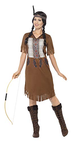 Smiffys Native American Inspired Warrior Princess Costume, Brown, M - UK Size 12-14