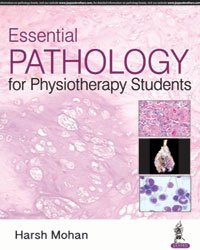 Book cover: “Essential Pathology for Physiotherapy Students” with microscopic images.