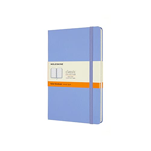 Moleskine - Classic Notebook, Ruled Notebook, Hard Cover And Elastic Closure, Size Large 13 X 21 Cm, Colour Hydrangea Blue, 240 Pages