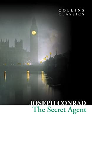 Book cover: "The Secret Agent" by Joseph Conrad, featuring Big Ben in fog.