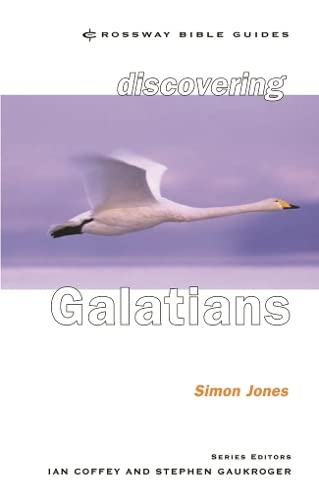 Book cover titled Discovering Galatians featuring a swan flying over a purple landscape.