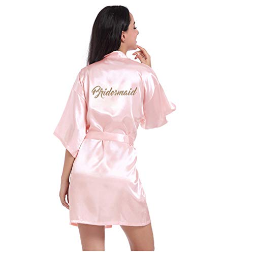 I Prevail - BABIFIS Bridesmaid Robes Bridesmaid Heart Golden Glitter Print Faux Silk Kimono Robes Wedding Gift Bride Team C XL [VINYL]