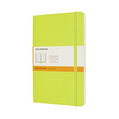 Moleskine - Classic Notebook, Ruled Notebook, Soft Cover And Elastic Closure, Size Large 13 X 21 Cm, Colour Lemon Green, 240 Pages