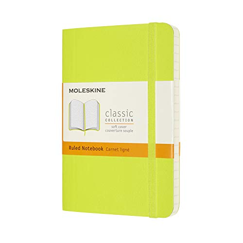Moleskine - Classic Notebook, Ruled Notebook, Soft Cover And Elastic Closure, Size Pocket 9 X 14 Cm, Colour Lemon Green, 192 Pages
