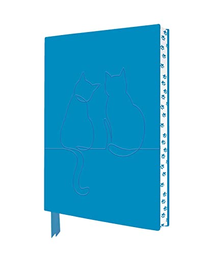 Two cats illustration on a notebook cover with a decorative artisan art design background.