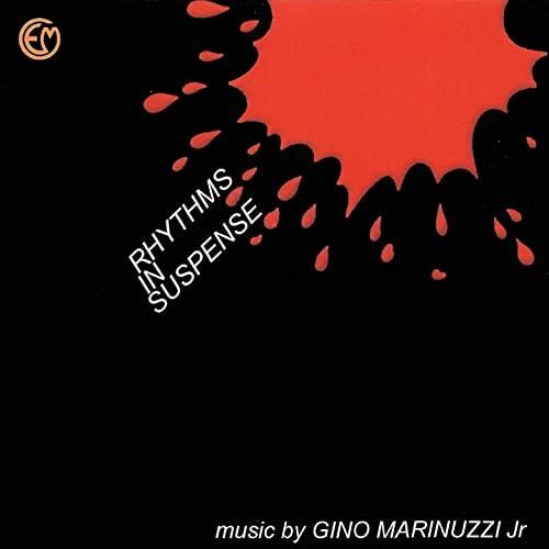 CD cover: black and red abstract design with white text “Rhythms In Suspense”.