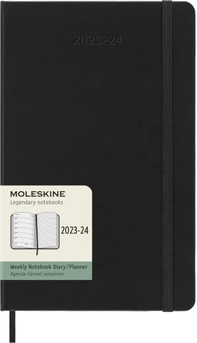 Moleskine Weekly Planner 2023-2024, 18-Month Agenda, Academic Diary, Weekly Diary with Hard Cover, Large Size 13 x 21 cm , Colour Black