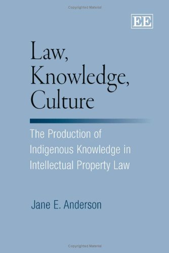 Book cover titled Law, Knowledge, Culture by Jane E. Anderson on a blue background.