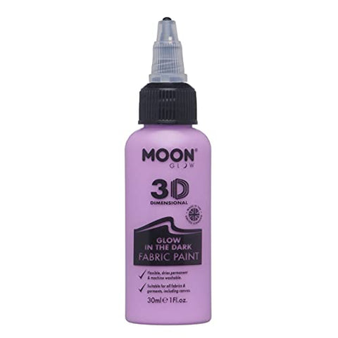 Moon Glow - Glow in the Dark 3D Fabric Paint - 30ml - Purple - Textile paint for clothes, t-shirts, bags, shoes & canvas