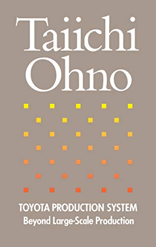 Book cover with author "Taiichi Ohno" and title "Toyota Production System.