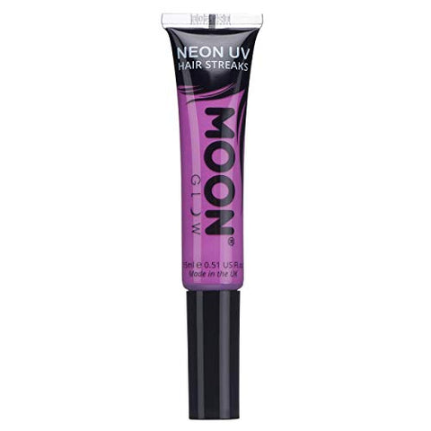 Moon Glow - Neon UV Hair Color Streaks 15ml Purple - Hair Mascara - Temporary wash out hair colour dye - Glows brightly under UV Lighting!