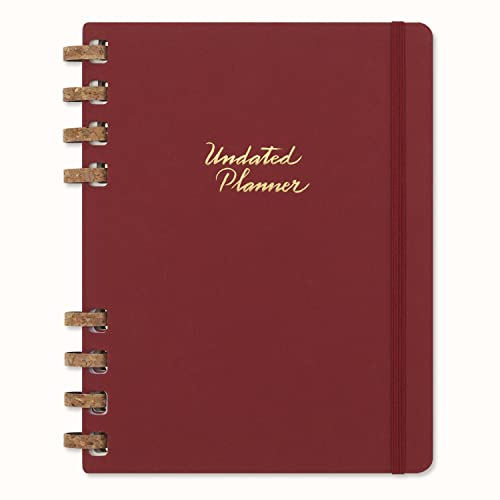 Moleskine Undated Planner, 12-Month Spiral Planner with Hard Cover, Size XL 20 x 25 cm, Crush Cherry