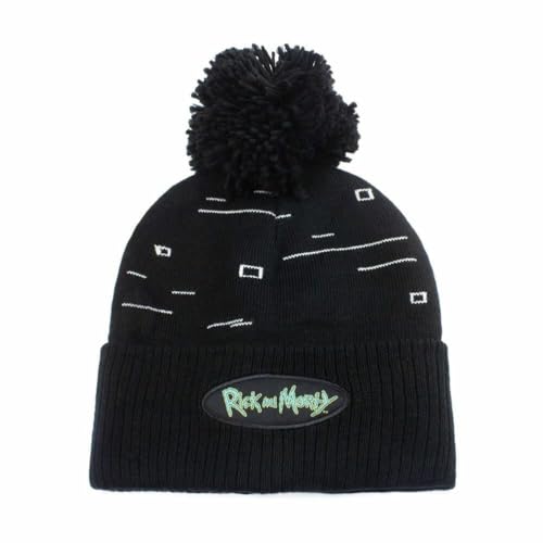 Rick And Morty - Pixel Print (Unisex Black Beanie Pom) One Size