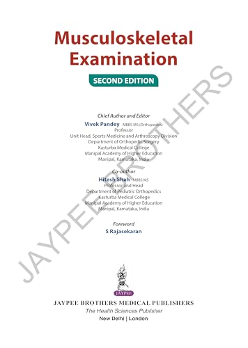 Book cover: “Musculoskeletal Examination,” second edition, with author details.