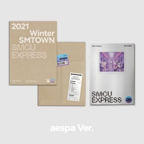 Aespa’s 2021 Winter SMTOWN CD album with packaging and stickers.