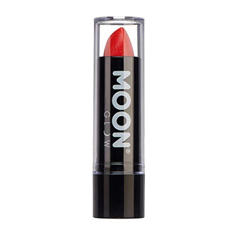 Neon UV Glitter Lipstick by Moon Glow - Red - Bright Neon Coloured Lipstick - Glows under UV