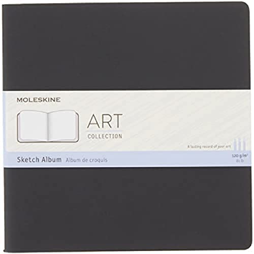 Moleskine 19 x 19 cm Square Size Art Collection Sketch Album, Sketchbook with Hard Cover, Paper Suitable for Pens, Pencils, Charcoal, Colour Black, 88 Pages