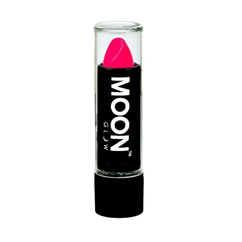 Neon UV Lipstick by Moon Glow - Intense Pink - Bright Neon Coloured Lipstick - Glows under UV
