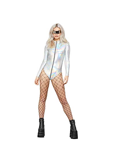 Smiffys Fever Miss Whiplash Mirror Holographic Bodysuit