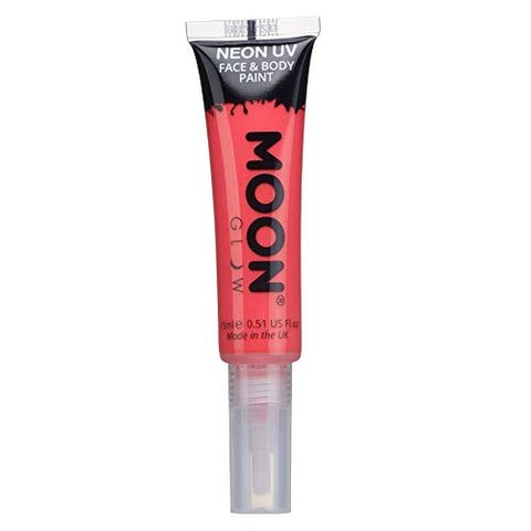 Neon UV Face & Body Paint with Brush Applicator by Moon Glow - 15ml - Intense Red