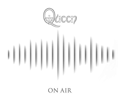 Queen “On Air” CD cover with waveform graphic and band logo.