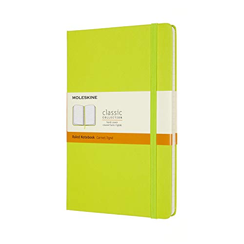 Moleskine - Classic Notebook, Ruled Notebook, Hard Cover And Elastic Closure, Size Large 13 X 21 Cm, Colour Lemon Green, 240 Pages