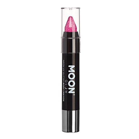 Moon Glow - Neon UV Glitter Face Paint Stick/Body Crayon makeup for the Face & Body - Hot Pink - Glows brightly under UV lighting