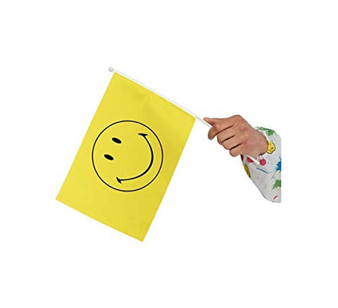 Smiffys 52334 Officially Licensed Smiley Small Handheld Flags, Unisex Adult, Yellow, One Size