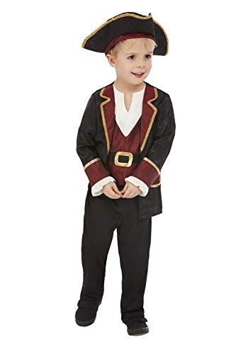Smiffys 71035T1 Deluxe Swashbuckler Pirate Costume, Boys, Black, Toddler - Age 1-2 years