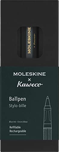 Moleskine x Kaweco Ballpen Refillable Pen in ABS plastic for Writers, Note-takers, Refill 1.0 mm with Blue Ink Included, Color Green