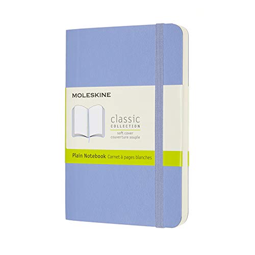 Moleskine - Classic Notebook, Plain Notebook, Soft Cover And Elastic Closure, Size Pocket 9 X 14 Cm, Colour Hydrangea Blue, 192 Pages