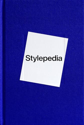 A blue book cover with a white rectangular label reading Stylepedia in black text.