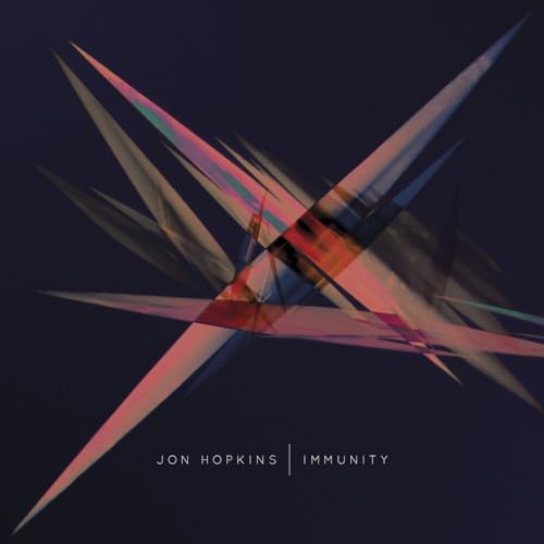 CD case for Jon Hopkins’ “Immunity,” featuring abstract blue and white artwork.