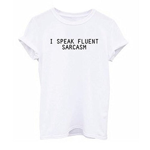 Tropical Fuck Storm - wodceeke I Speak Fluent Sarcasm Women Tee Blouses Cotton Short Sleeve T Shirt Tops(White,L) [CD]