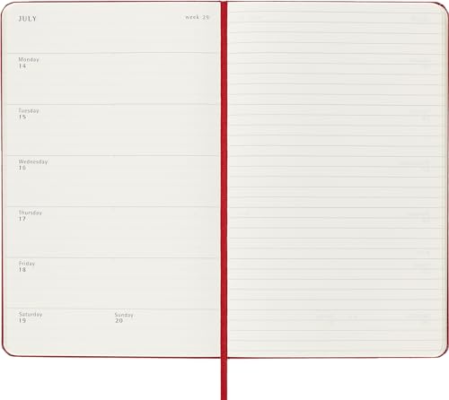 Moleskine 2025 18-Month Weekly Large Hardcover Notebook: Scarlet Red