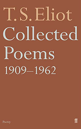 Book cover for T.S. Eliot Collected Poems 1909-1962 with tan text on brown background.