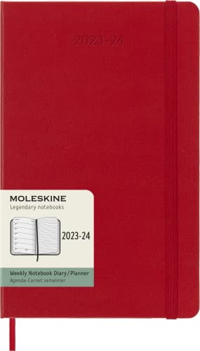 Moleskine Weekly Planner 2023-2024, 18-Month Agenda, Academic Diary, Weekly diary with Hard Cover, Large Format 13 x 21 cm, Colour Scarlet Red