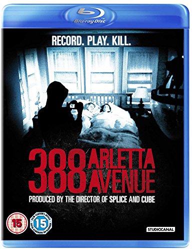 Blu-ray cover for "388 Arletta Avenue" featuring a shadowy figure and red text.