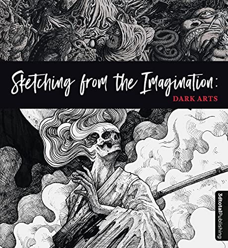 Book cover with detailed black and white illustrations of fantastical, dark figures.