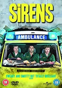 DVD cover for "Sirens" showing three paramedics in an ambulance.